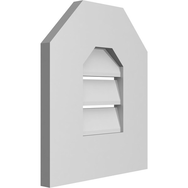 Ekena Millwork Octagonal Top Surface Mount PVC Gable Vent: Functional, w/ 3-1/2"W x 1"P Standard Frame, 12"W x 14"H - GVPOT12X1401SF