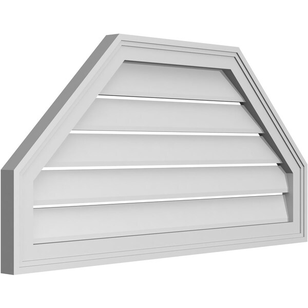 Ekena Millwork Octagonal Top Surface Mount PVC Gable Vent w/ 2"W x 1-1/2"P Brickmould Frame, 36"W x 18"H - GVPOT36X1802SF
