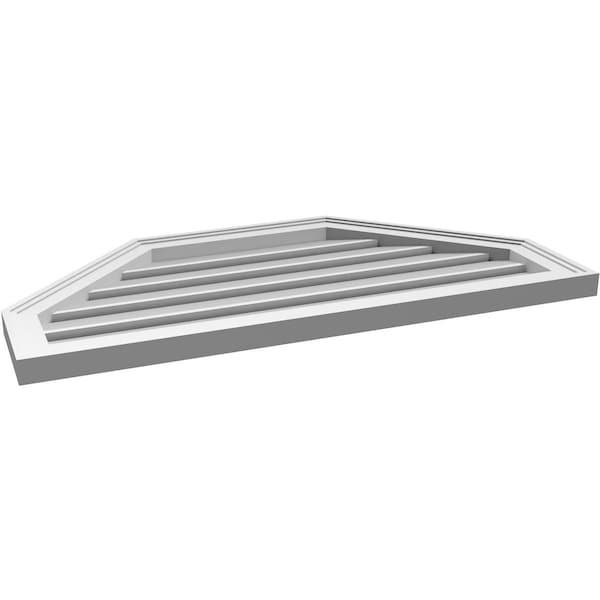 Ekena Millwork Octagonal Top Surface Mount PVC Gable Vent w/ 2"W x 1-1/2"P Brickmould Frame, 36"W x 18"H - GVPOT36X1802SF