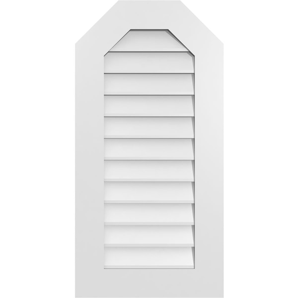 Ekena Millwork Octagonal Top Surface Mount PVC Gable Vent w/ 3-1/2"W x 1"P Standard Frame, 18"W x 36"H - GVPOT18X3601SN