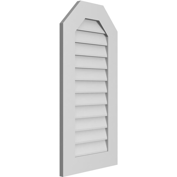 Ekena Millwork Octagonal Top Surface Mount PVC Gable Vent w/ 3-1/2"W x 1"P Standard Frame, 18"W x 36"H - GVPOT18X3601SN