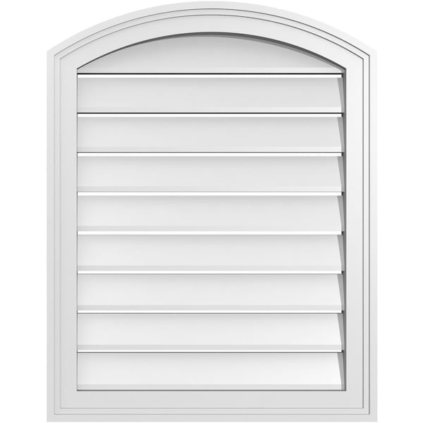 Ekena Millwork Arch Top Surface Mount PVC Gable Vent: Non-Functional, w/2"W x 1-1/2"P Brickmould Frame, 22"W x 26"H - GVPAR22X2602SN