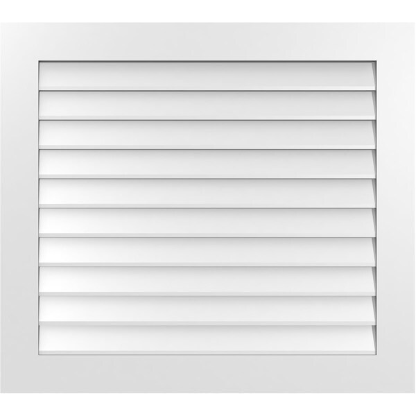 Ekena Millwork Vertical Surface Mount PVC Gable Vent: Non-Functional, w/3-1/2"W x 1"H, Standard Frame, 38"W x 34"H - GVPVE38X3401SN