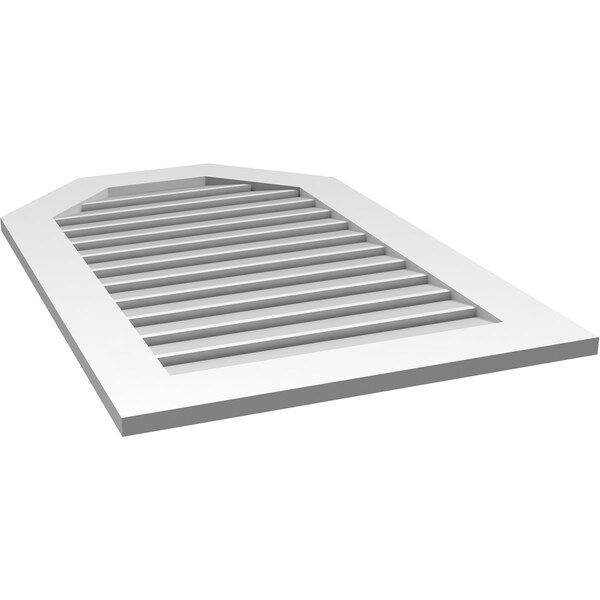 Ekena Millwork Octagonal Top Surface Mount PVC Gable Vent: Functional, w/ 3-1/2"W x 1"P Standard Frame, 26"W x 40"H - GVPOT26X4001SF