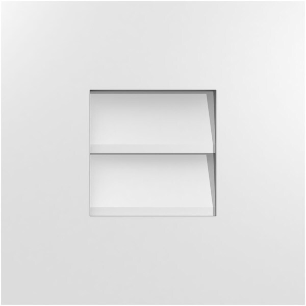 Ekena Millwork Vertical Surface Mount PVC Gable Vent: Non-Functional, w/ 3-1/2"W x 1"P Standard Frame, 12"W x 12"H - GVPVE12X1201SN