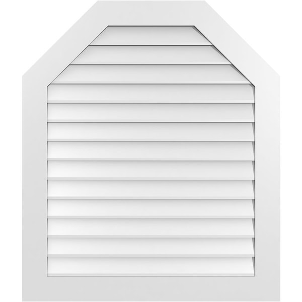 Ekena Millwork Octagonal Top Surface Mount PVC Gable Vent w/ 3-1/2"W x 1"P Standard Frame, 36"W x 42"H - GVPOT36X4201SN
