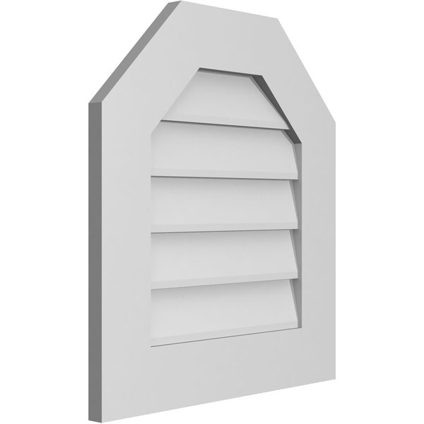 Ekena Millwork Octagonal Top Surface Mount PVC Gable Vent w/ 3-1/2"W x 1"P Standard Frame, 20"W x 22"H - GVPOT20X2201SN
