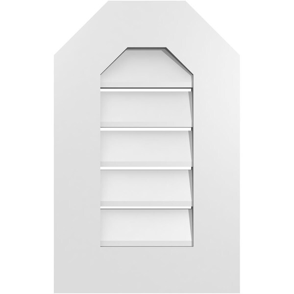 Ekena Millwork Octagonal Top Surface Mount PVC Gable Vent: Functional, w/ 3-1/2"W x 1"P Standard Frame, 14"W x 22"H - GVPOT14X2201SF