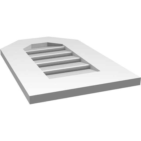 Ekena Millwork Octagonal Top Surface Mount PVC Gable Vent: Functional, w/ 3-1/2"W x 1"P Standard Frame, 14"W x 22"H - GVPOT14X2201SF