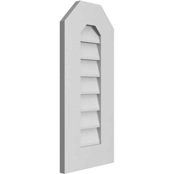 Ekena Millwork Octagonal Top Surface Mount PVC Gable Vent w/ 3-1/2"W x 1"P Standard Frame, 12"W x 26"H - GVPOT12X2601SN
