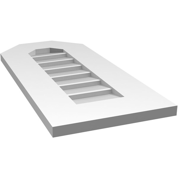 Ekena Millwork Octagonal Top Surface Mount PVC Gable Vent w/ 3-1/2"W x 1"P Standard Frame, 12"W x 26"H - GVPOT12X2601SN