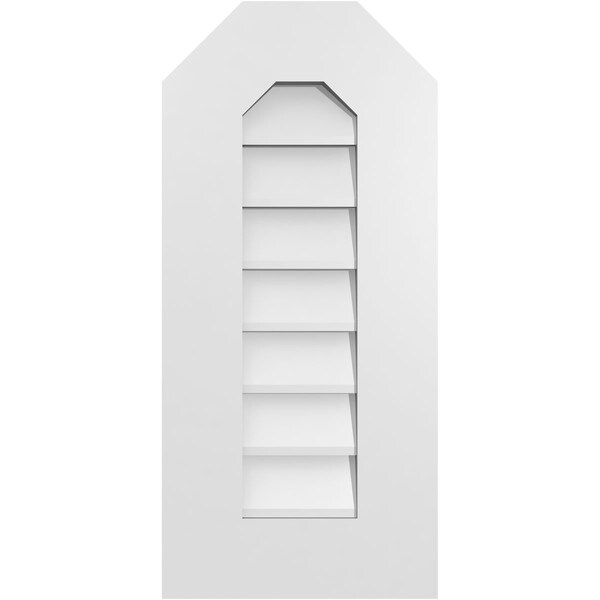 Ekena Millwork Octagonal Top Surface Mount PVC Gable Vent w/ 3-1/2"W x 1"P Standard Frame, 12"W x 26"H - GVPOT12X2601SN