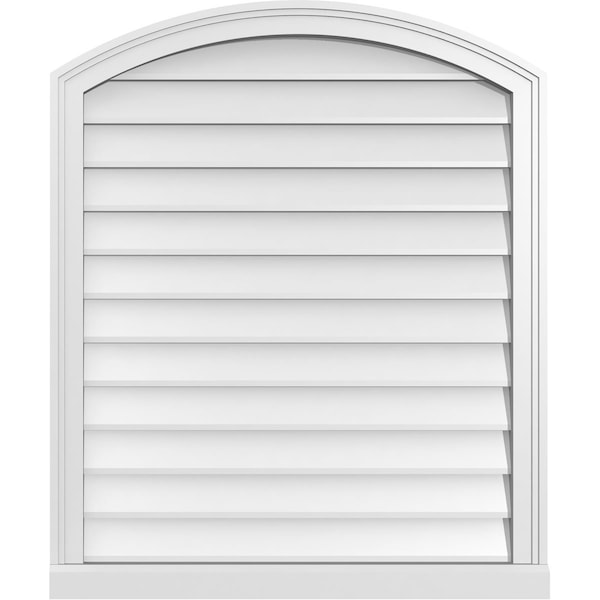 Ekena Millwork Arch Top Surface Mount PVC Gable Vent: Functional, w/ 2"W x 2"P Brickmould Sill Frame, 30"W x 36"H - GVPAR30X3603SF