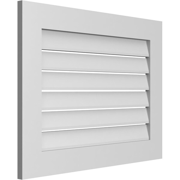 Ekena Millwork Vertical Surface Mount PVC Gable Vent: Functional, w/ 3-1/2"W x 1"P Standard Frame, 32"W x 24"H - GVPVE32X2401SF