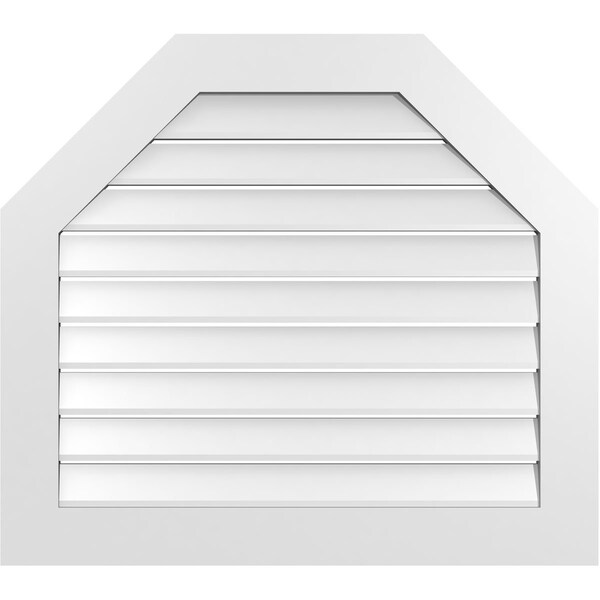 Ekena Millwork Octagonal Top Surface Mount PVC Gable Vent: Functional, w/ 3-1/2"W x 1"P Standard Frame, 36"W x 32"H - GVPOT36X3201SF