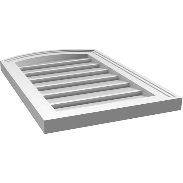 Ekena Millwork Arch Top Surface Mount PVC Gable Vent: Non-Functional, w/2"W x 1-1/2"P Brickmould Frame, 16"W x 22"H - GVPAR16X2202SN