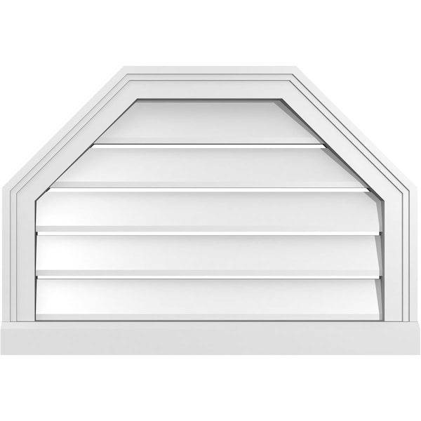 Ekena Millwork Octagonal Top Surface Mount PVC Gable Vent w/ 2"W x 2"P Brickmould Sill Frame, 26"W x 18"H - GVPOT26X1803SF