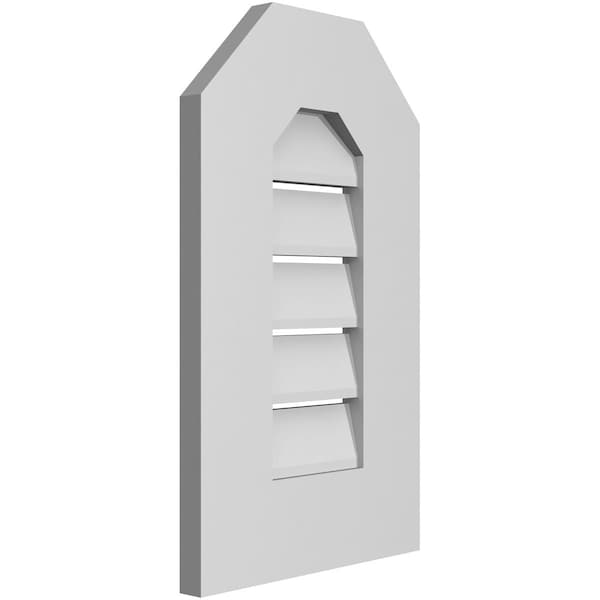 Ekena Millwork Octagonal Top Surface Mount PVC Gable Vent: Functional, w/ 3-1/2"W x 1"P Standard Frame, 12"W x 20"H - GVPOT12X2001SF
