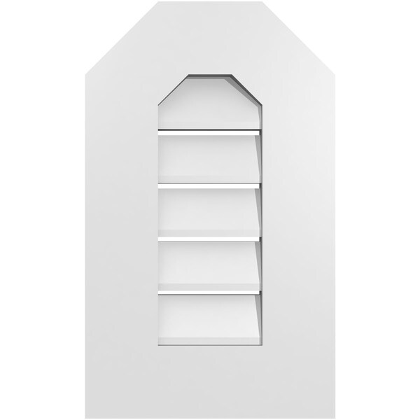 Ekena Millwork Octagonal Top Surface Mount PVC Gable Vent: Functional, w/ 3-1/2"W x 1"P Standard Frame, 12"W x 20"H - GVPOT12X2001SF