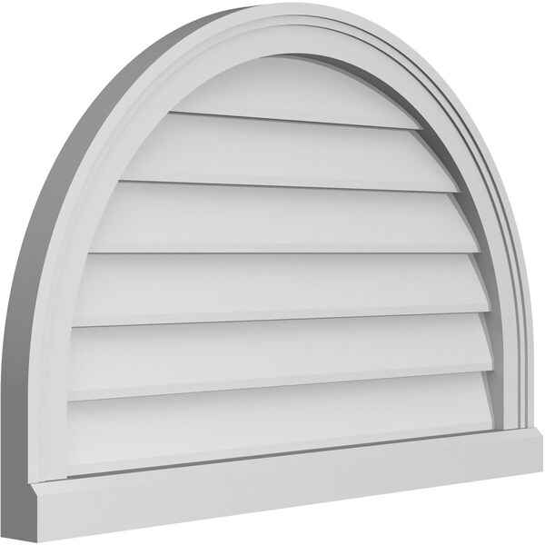Ekena Millwork Round Top Surface Mount PVC Gable Vent w/ 2"W x 2"P Brickmould Sill Frame, 30"W x 20"H - GVPRT30X2003SN