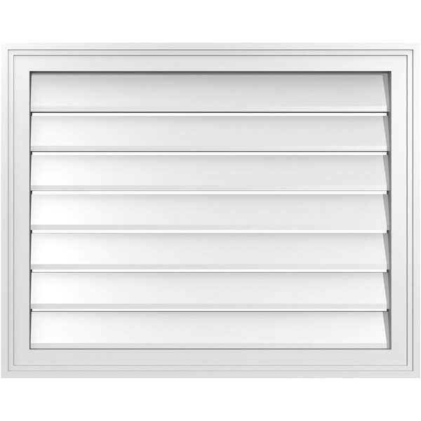 Ekena Millwork Vertical Surface Mount PVC Gable Vent: Functional, w/ 2"W x 1-1/2"P Brickmould Frame, 30"W x 24"H - GVPVE30X2402SF
