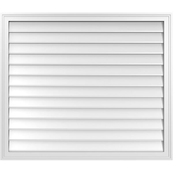 Ekena Millwork Vertical Surface Mount PVC Gable Vnt: Non-Functional, w/2"W x 1-1/2"H, Brickmould Frame, 42"W x 36"H - GVPVE42X3602SN