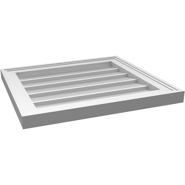 Ekena Millwork Vertical Surface Mount PVC Gable Vnt: Non-Functional, w/2"W x 1-1/2"H, Brickmould Frame, 20"W x 18"H - GVPVE20X1802SN