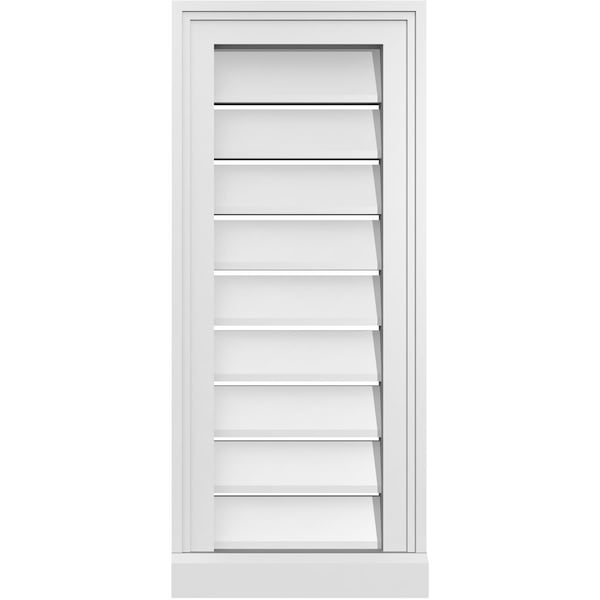 Ekena Millwork Vertical Surface Mount PVC Gable Vent: Functional, w/ 2"W x 2"P Brickmould Sill Frame, 12"W x 28"H - GVPVE12X2803SF