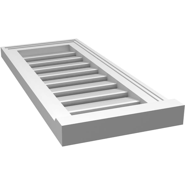 Ekena Millwork Vertical Surface Mount PVC Gable Vent: Functional, w/ 2"W x 2"P Brickmould Sill Frame, 12"W x 28"H - GVPVE12X2803SF
