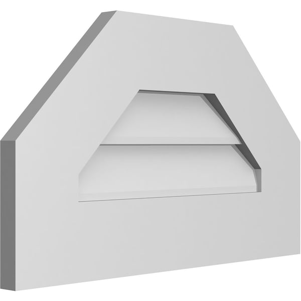 Ekena Millwork Octagonal Top Surface Mount PVC Gable Vent w/ 3-1/2"W x 1"P Standard Frame, 20"W x 12"H - GVPOT20X1201SN