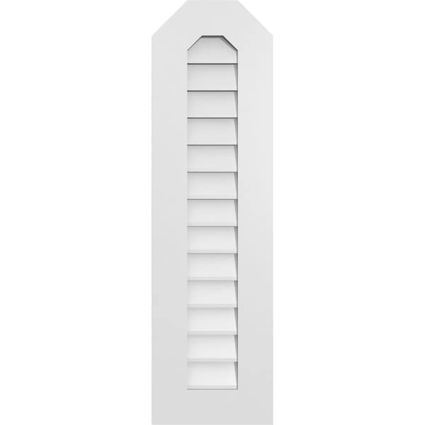 Ekena Millwork Octagonal Top Surface Mount PVC Gable Vent w/ 3-1/2"W x 1"P Standard Frame, 12"W x 42"H - GVPOT12X4201SN