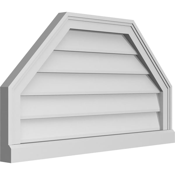 Ekena Millwork Octagonal Top Surface Mount PVC Gable Vent w/ 2"W x 2"P Brickmould Sill Frame, 32"W x 18"H - GVPOT32X1803SN