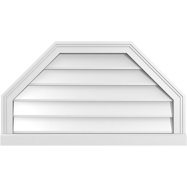 Ekena Millwork Octagonal Top Surface Mount PVC Gable Vent w/ 2"W x 2"P Brickmould Sill Frame, 32"W x 18"H - GVPOT32X1803SN