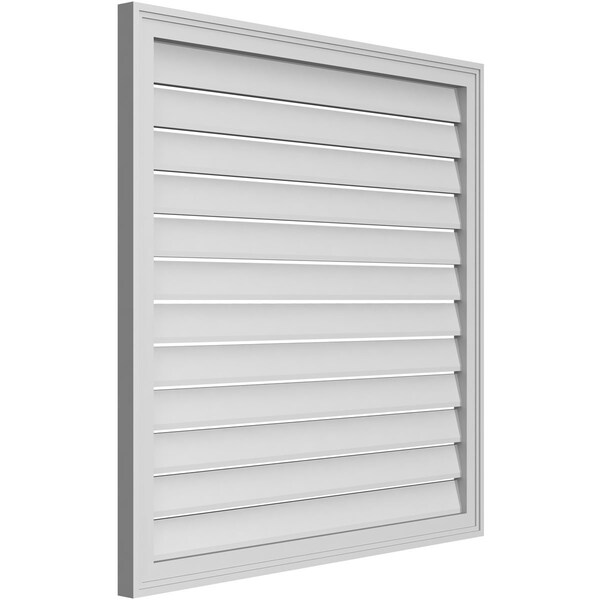 Ekena Millwork Vertical Surface Mount PVC Gable Vent: Functional, w/ 2"W x 1-1/2"P Brickmould Frame, 38"W x 38"H - GVPVE38X3802SF