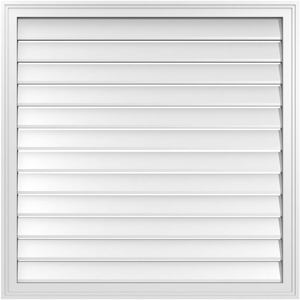 Ekena Millwork Vertical Surface Mount PVC Gable Vent: Functional, w/ 2"W x 1-1/2"P Brickmould Frame, 38"W x 38"H - GVPVE38X3802SF