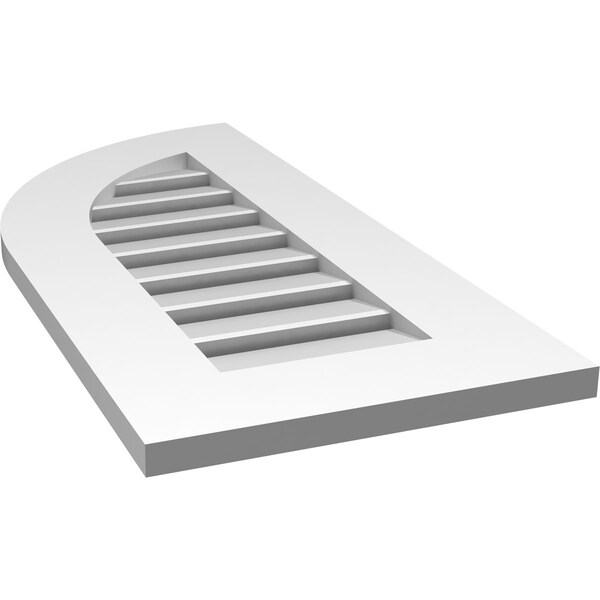 Ekena Millwork Quarter Round Top Left Surface Mount PVC Gable Vent w/ 3-1/2"W x 1"P Standard Frame, 14"W x 30"H - GVPQL14X3001SF