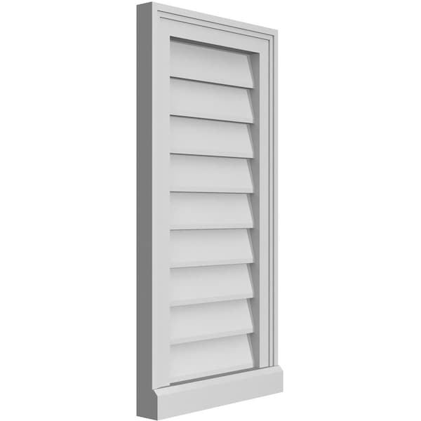 Ekena Millwork Vertical Surface Mount PVC Gable Vent w/ 2"W x 2"H , Brickmould Sill Frame, 14"W x 28"H - GVPVE14X2803SN
