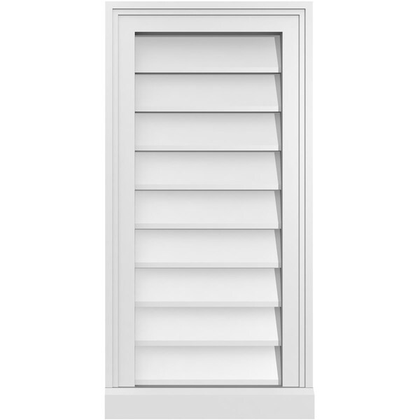 Ekena Millwork Vertical Surface Mount PVC Gable Vent w/ 2"W x 2"H , Brickmould Sill Frame, 14"W x 28"H - GVPVE14X2803SN