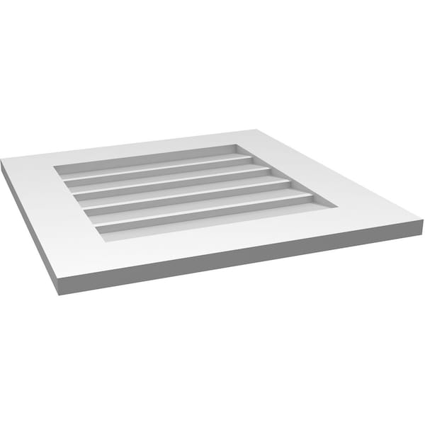 Ekena Millwork Vertical Surface Mount PVC Gable Vent: Non-Functional, w/ 3-1/2"W x 1"P Standard Frame, 22"W x 22"H - GVPVE22X2201SN