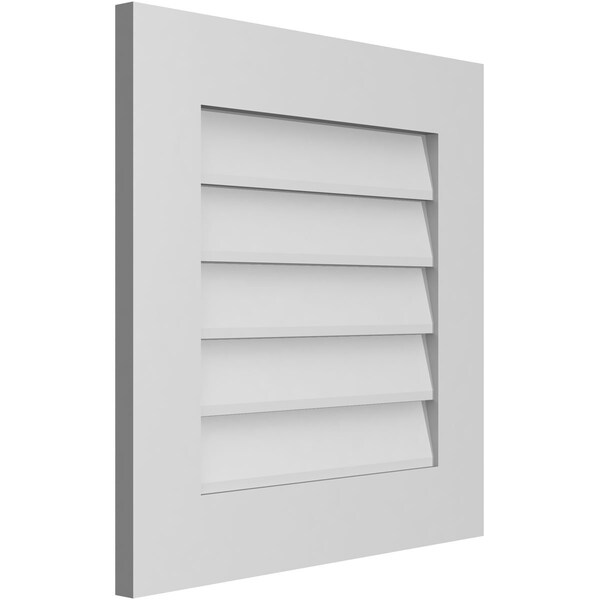 Ekena Millwork Vertical Surface Mount PVC Gable Vent: Non-Functional, w/ 3-1/2"W x 1"P Standard Frame, 22"W x 22"H - GVPVE22X2201SN