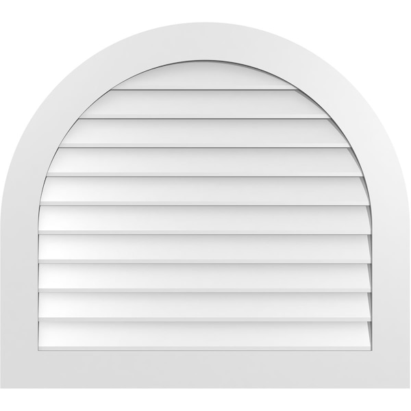 Ekena Millwork Round Top Surface Mount PVC Gable Vent: Non-Functional, w/ 3-1/2"W x 1"P Standard Frame, 38"W x 34"H - GVPRT38X3401SN