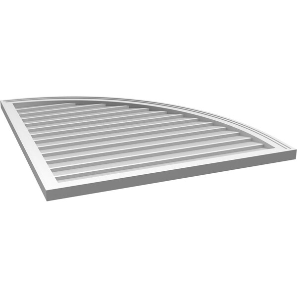 Ekena Millwork Quarter Round Top Right Surface Mount PVC Gable Vent w/ 2"W x 1-1/2"P Brickmould Frame, 36"W x 40"H - GVPQR36X4002SN