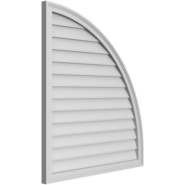 Ekena Millwork Quarter Round Top Right Surface Mount PVC Gable Vent w/ 2"W x 1-1/2"P Brickmould Frame, 36"W x 40"H - GVPQR36X4002SN