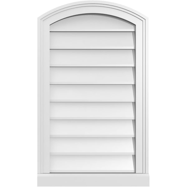Ekena Millwork Arch Top Surface Mount PVC Gable Vent: Functional, w/ 2"W x 2"P Brickmould Sill Frame, 18"W x 30"H - GVPAR18X3003SF