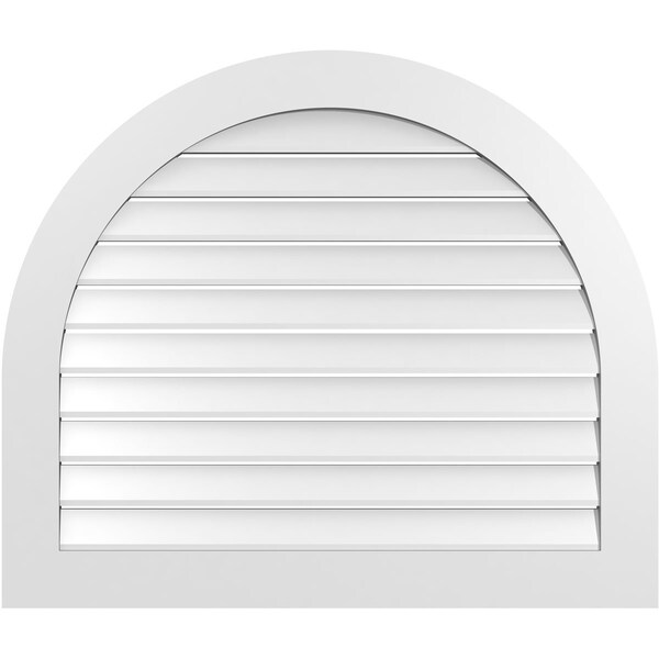 Ekena Millwork Round Top Surface Mount PVC Gable Vent: Functional, w/ 3-1/2"W x 1"P Standard Frame, 40"W x 34"H - GVPRT40X3401SF