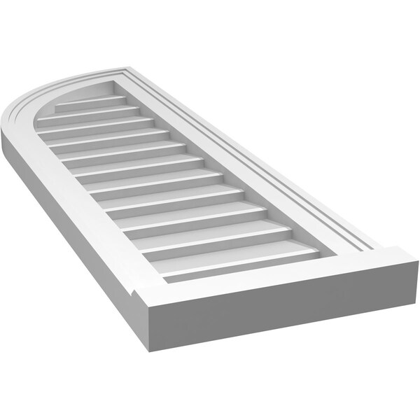 Ekena Millwork Quarter Round Top Left Surface Mount PVC Gable Vent w/ 2"W x 2"P Brickmould Sill Frame, 12"W x 36"H - GVPQL12X3603SN