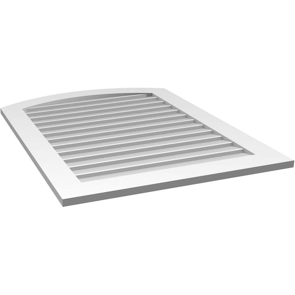 Ekena Millwork Arch Top Surface Mount PVC Gable Vent: Functional, w/ 3-1/2"W x 1"P Standard Frame, 32"W x 42"H - GVPAR32X4201SF