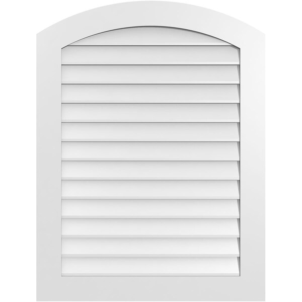Ekena Millwork Arch Top Surface Mount PVC Gable Vent: Functional, w/ 3-1/2"W x 1"P Standard Frame, 32"W x 42"H - GVPAR32X4201SF
