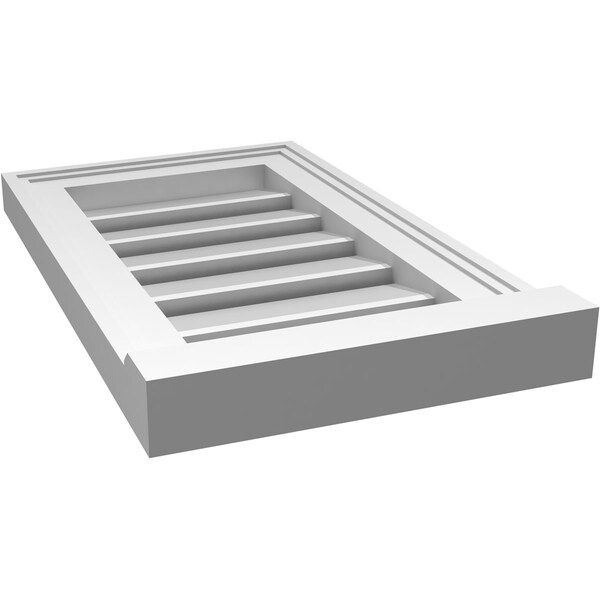 Ekena Millwork Vertical Surface Mount PVC Gable Vent: Functional, w/ 2"W x 2"P Brickmould Sill Frame, 12"W x 20"H - GVPVE12X2003SF