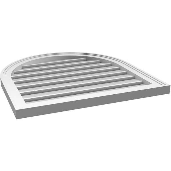 Ekena Millwork Round Top Surface Mount PVC Gable Vent: Functional, w/ 2"W x 1-1/2"P Brickmould Frame, 26"W x 26"H - GVPRT26X2602SF